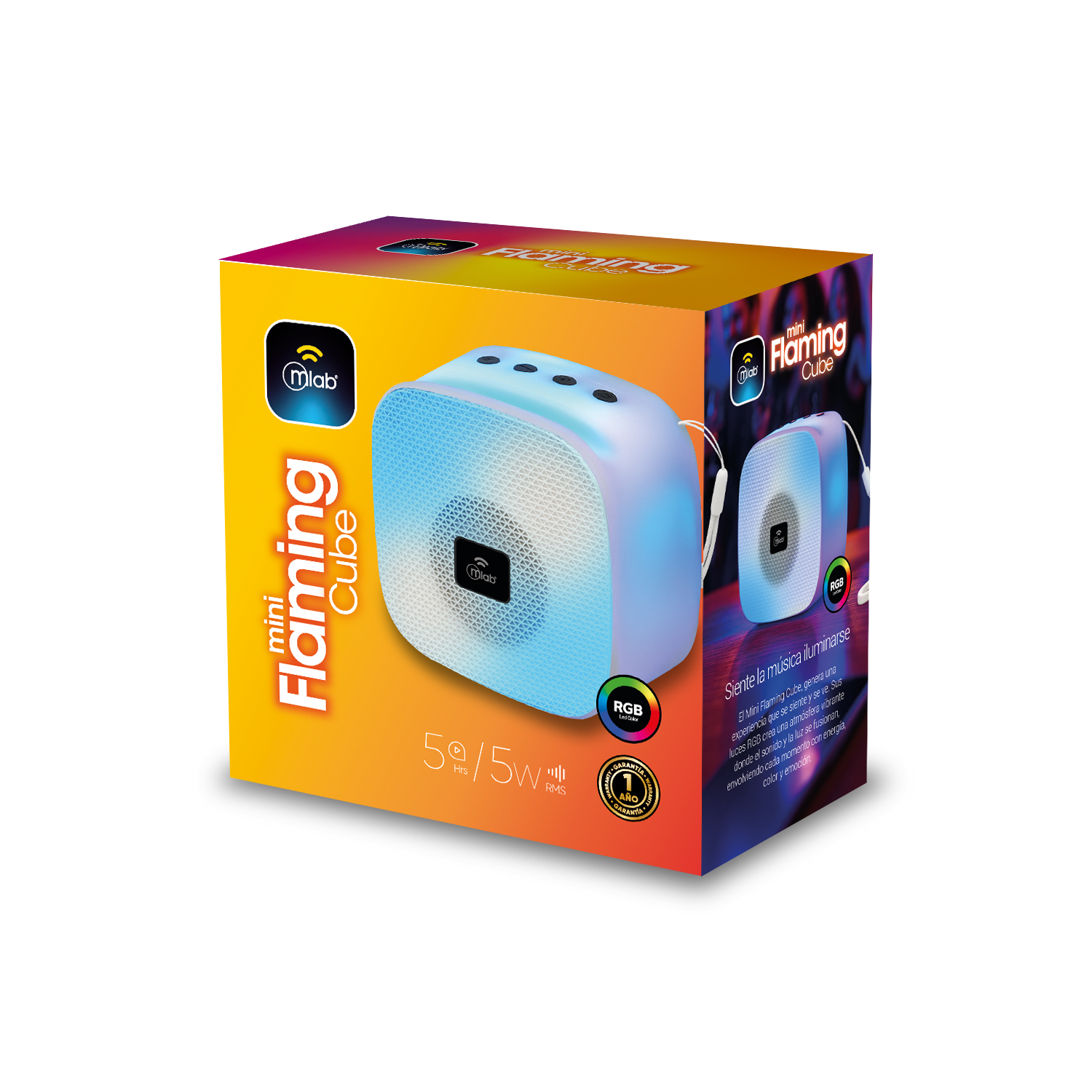 9675 - Mini Flaming Cube - White - Image 7