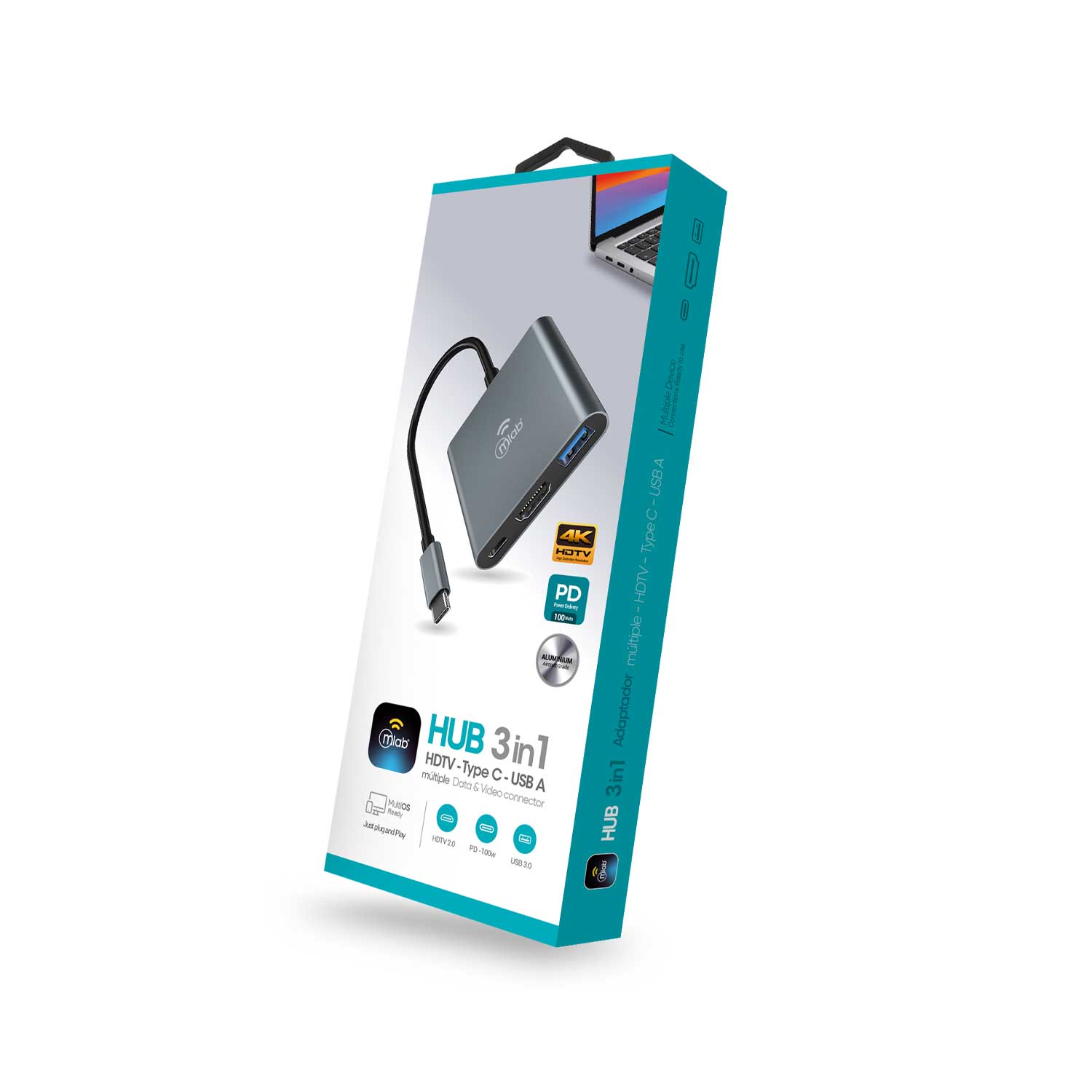 10018 - HUB 3 en 1 HDMI - Type C - USB A - Image 3
