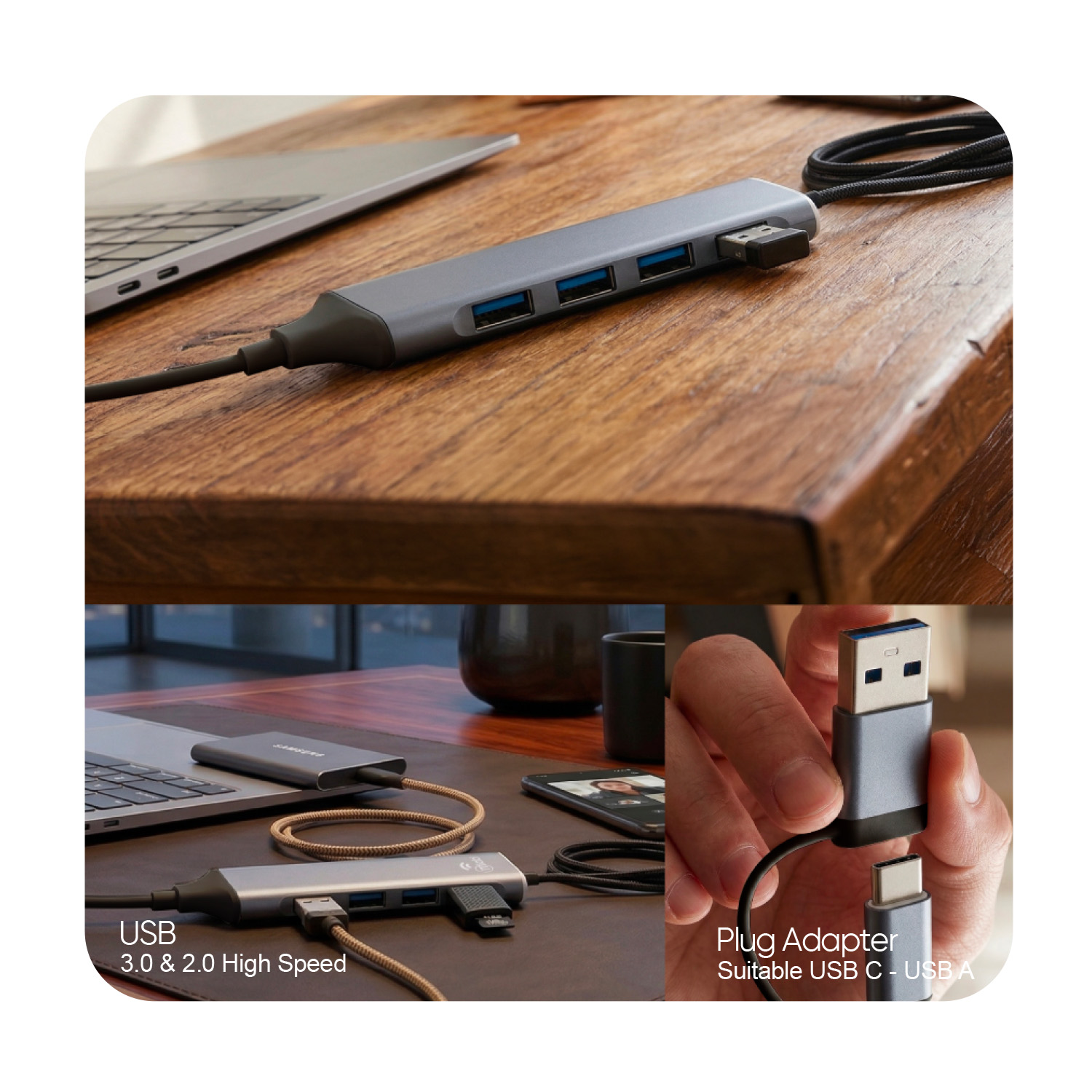 10019 - HUB 4 en 1 USB x 4 multiple Type C / USB A - Image 2