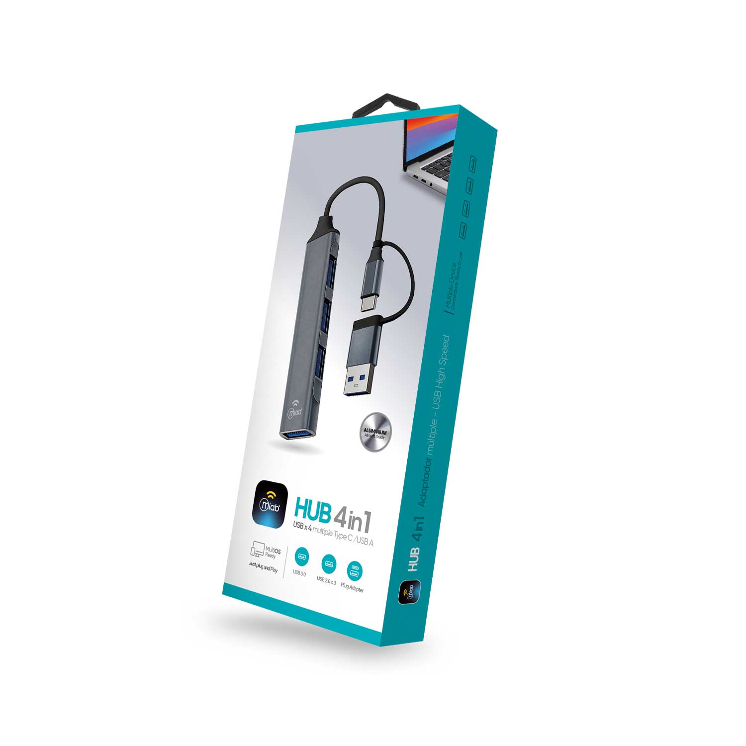 10019 - HUB 4 en 1 USB x 4 multiple Type C / USB A - Image 3