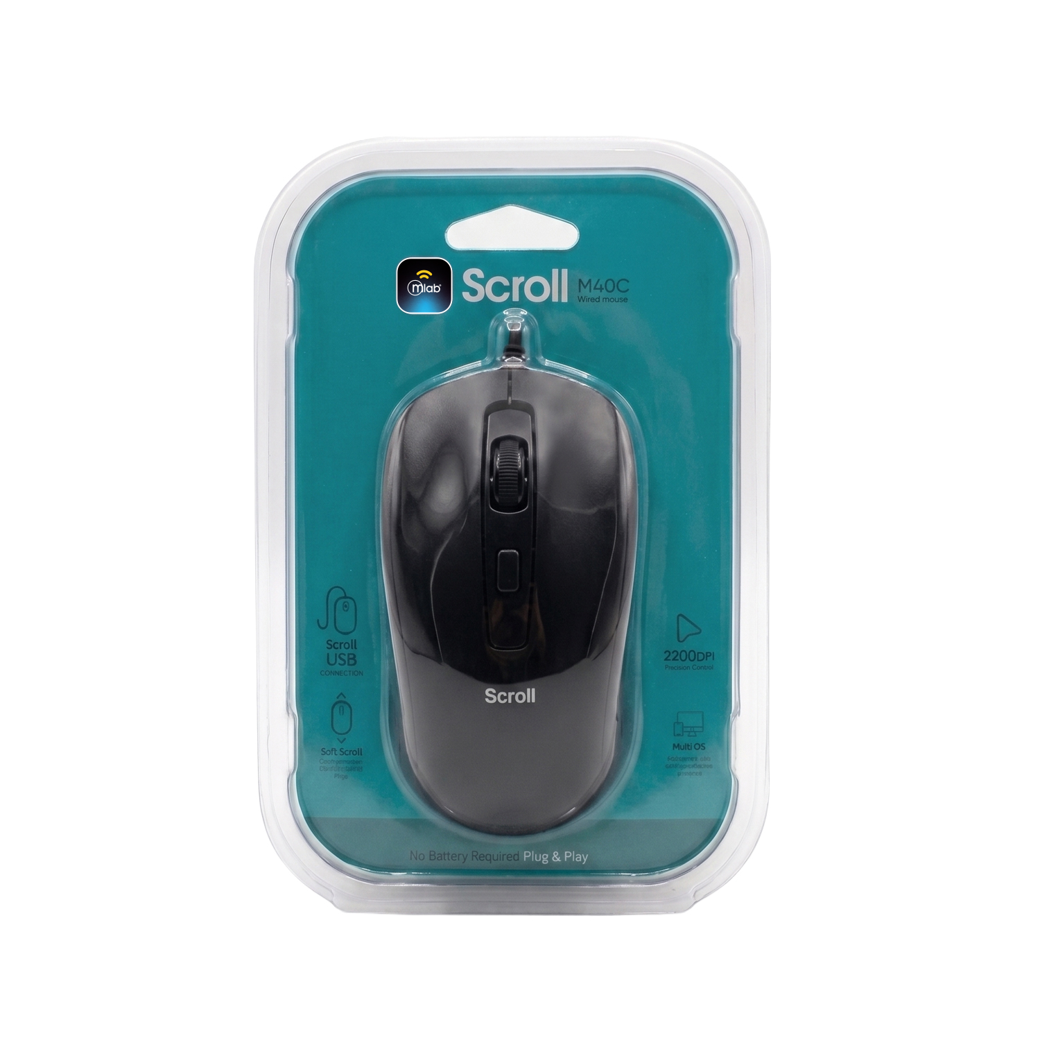 9726 - Scroll Wired mouse With Soft Scroll M40C - Black - Image 2