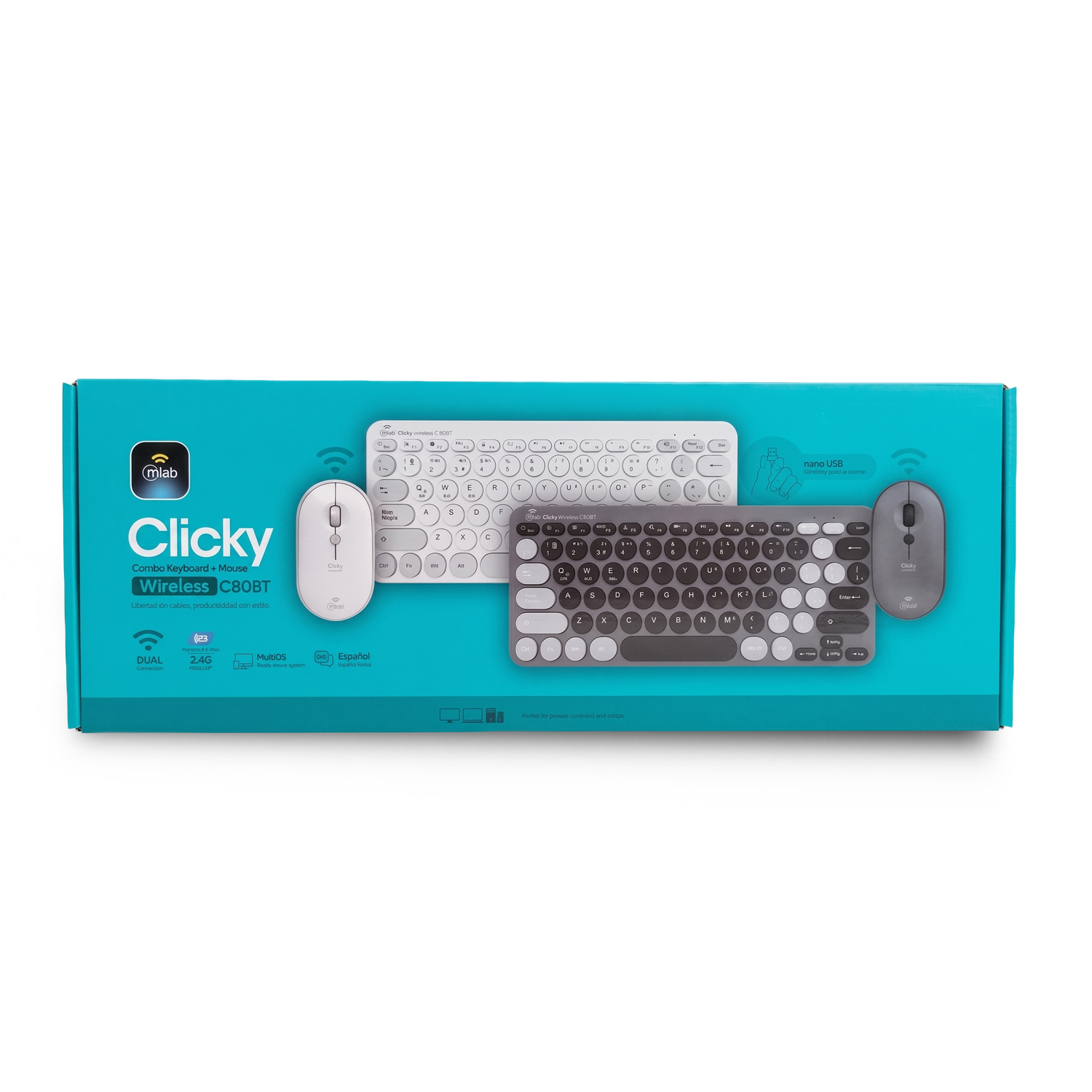 9740 - Clicky Keyboard + Mouse - Black - Image 2